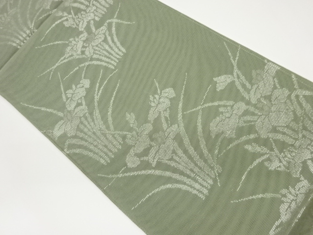  紗 菖蒲模様織出し袋帯